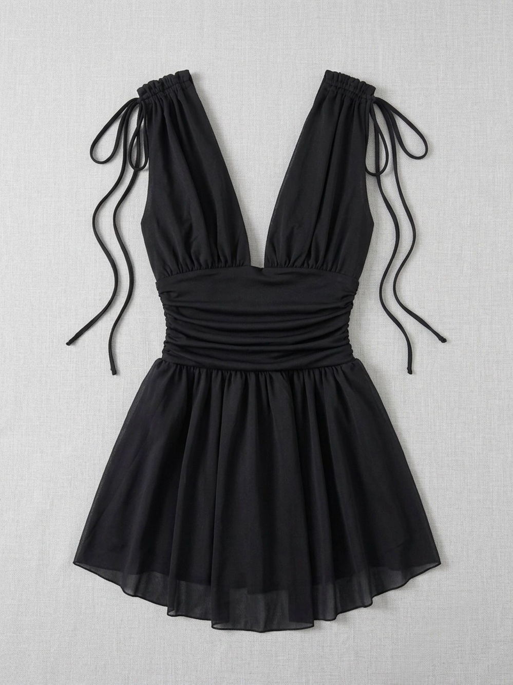 Forever 21 Black Mini Dress with Tie-Shoulder Straps